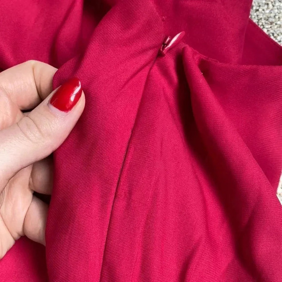 BCBGeneration Red Ruby One Shoulder Silky Ruffle Mini Formal Dress Size 8 - Picture 15 of 16